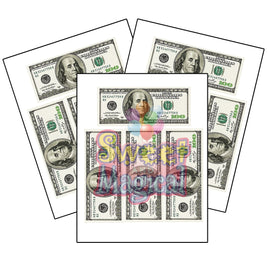3x Edible 100 Dollar Bills Frosting Sheet