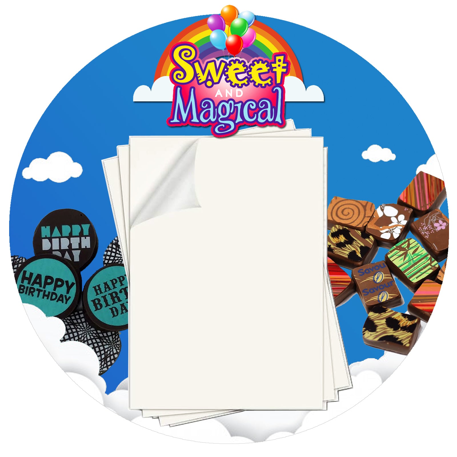 Pack of 50 Chocolate Transfer Sheets for Cakes